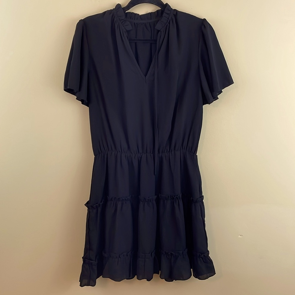 Black Tiered Dress Ruffle sleeve Medium